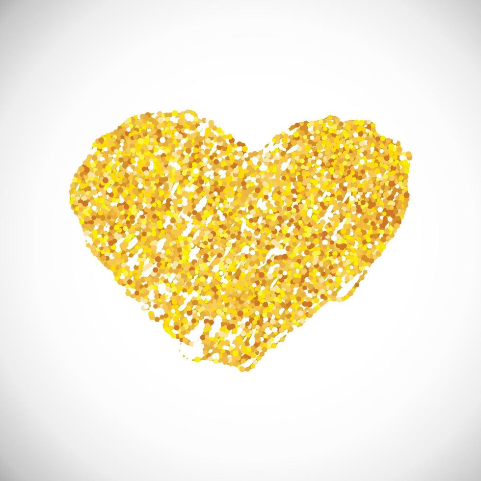 handgezeichnetes goldenes Glitzerherz. Symbol der Liebe. Vektor-Illustration vektor