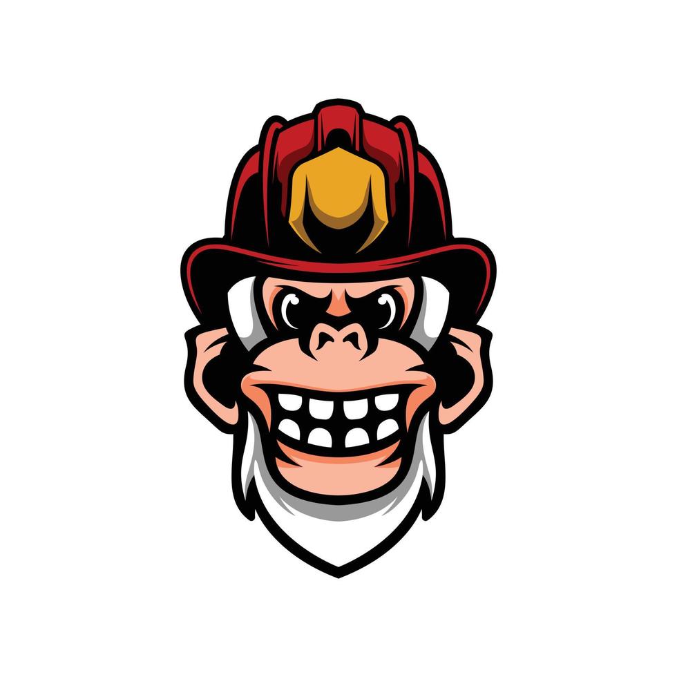 Yeti-Feuerwehrmann-Logo-Design-Vektor vektor