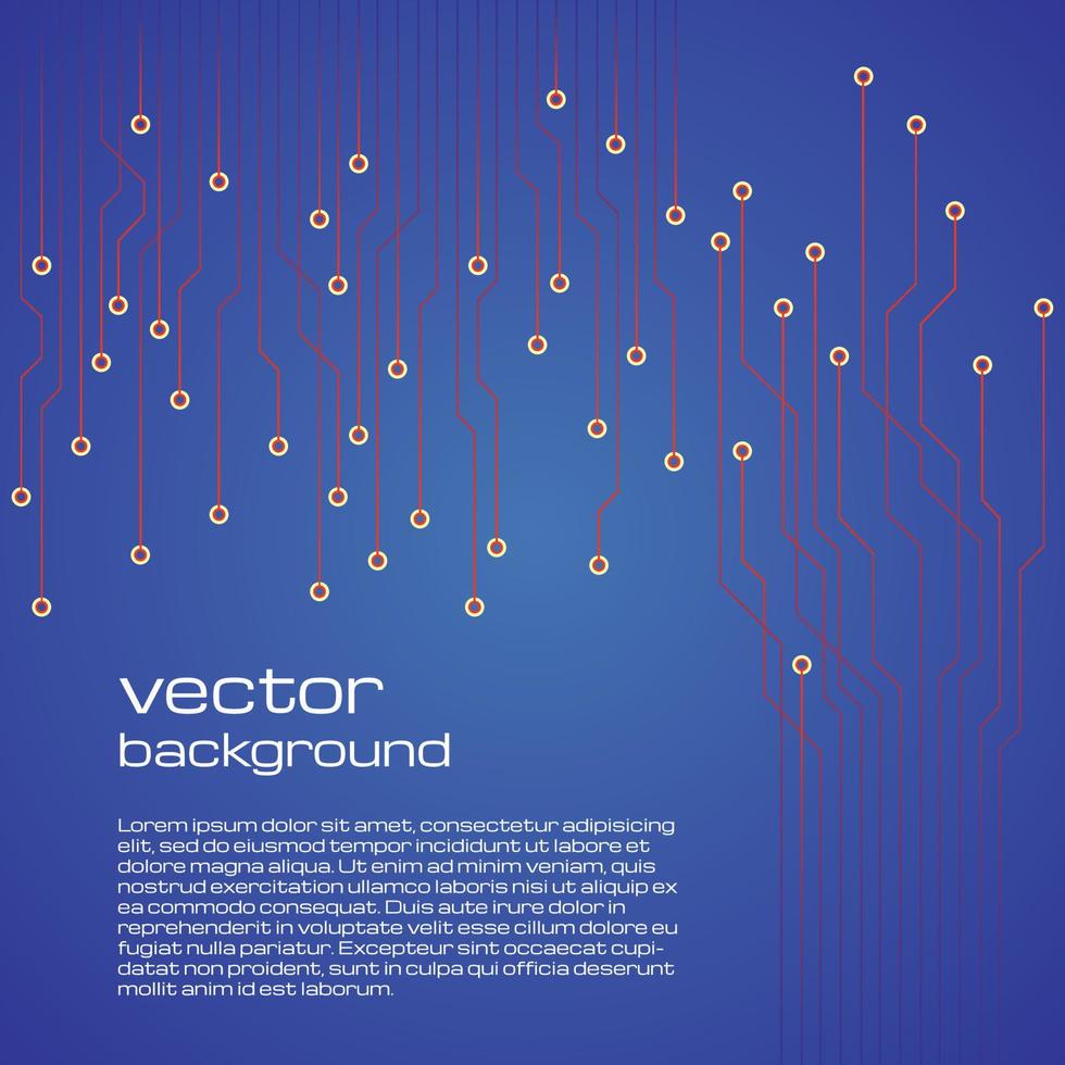 abstrakter technologischer blauer hintergrund mit elementen des mikrochips. Platine Hintergrundtextur. Vektor-Illustration. vektor