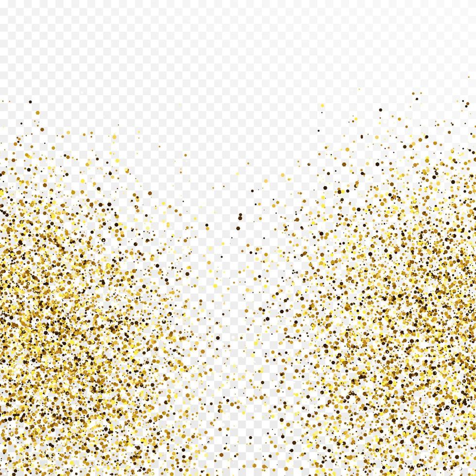 goldglitter konfetti hintergrund isoliert auf weißem transparentem hintergrund. festliche textur mit leuchtendem lichteffekt. Vektor-Illustration. vektor