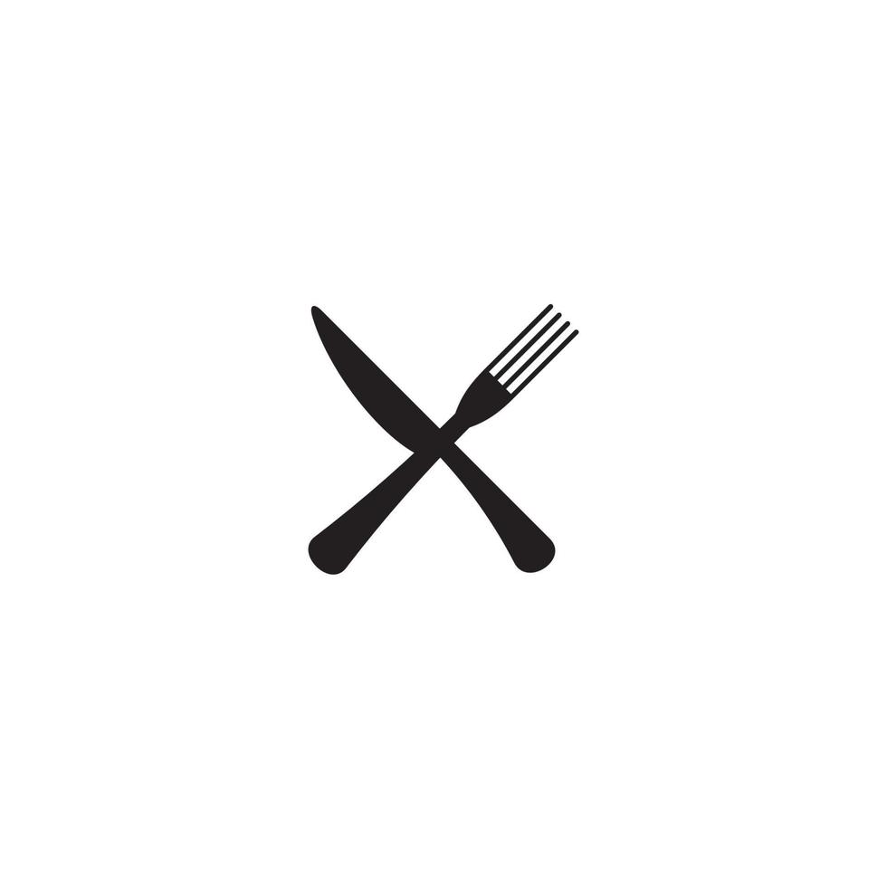 gaffel och kniv logotyp eller ikon design vektor