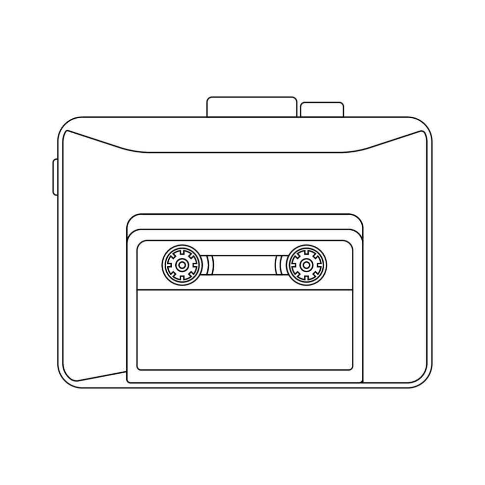 retro bärbar kassett spelare översikt ikon illustration på isolerat vit bakgrund vektor