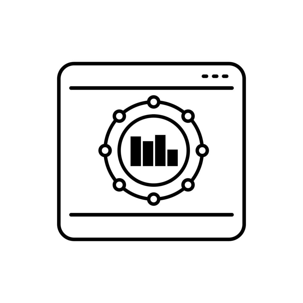 Symbolvektor für den Online-Handel. Statistiken. Analyse-Illustrationszeichen. Zeitplansymbol oder -logo. vektor