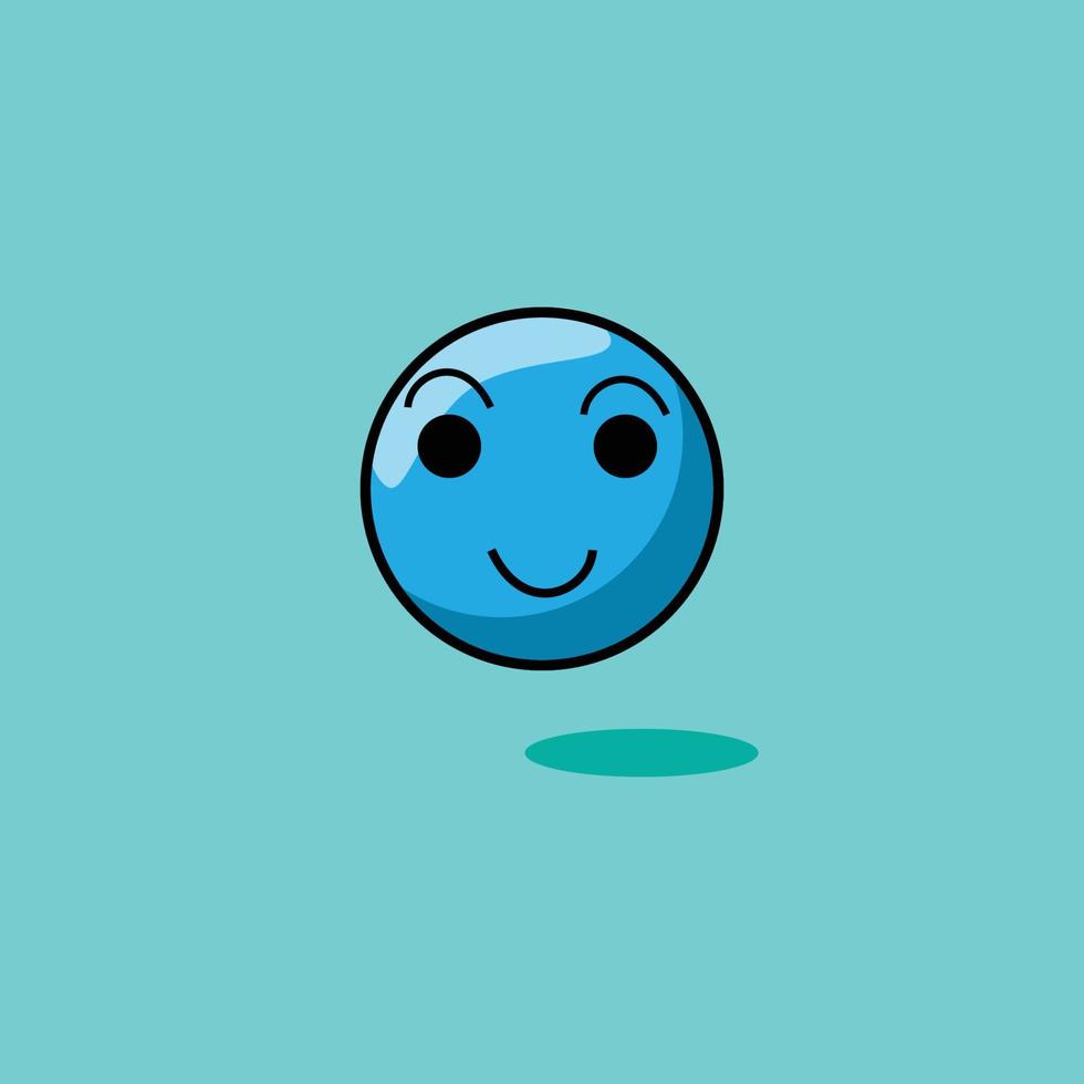 einfaches Lächelngesicht auf blauem Hintergrund. blaue Kugel. flache Kunst vektor