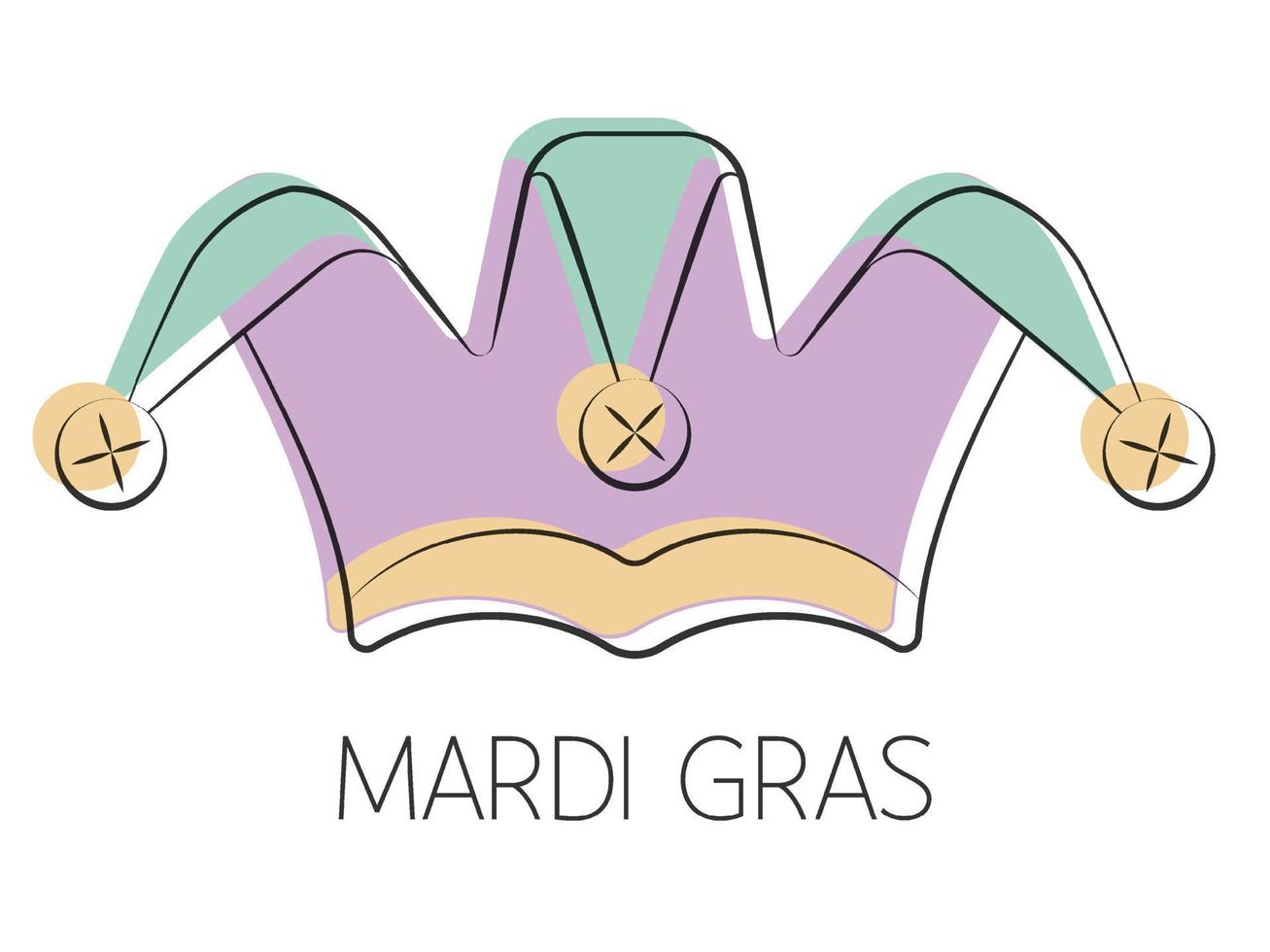 mardi gras hatt. karneval symbol. Färg vektor illustration.