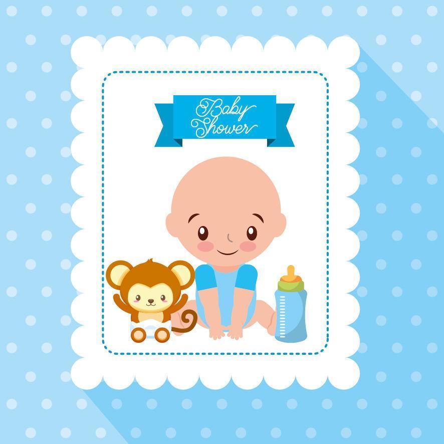 baby shower kort med söt liten pojke vektor