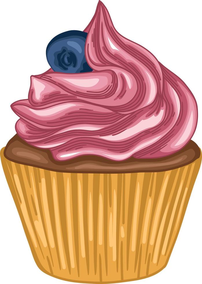 Cupcake-Dessert-Logo-Geburtstagskarte vektor