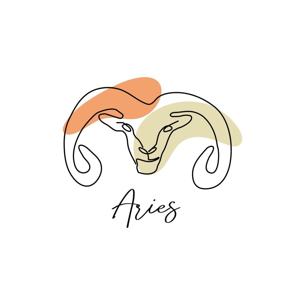 astrologi horoskop symbol zodiaken aries tecken i linje konst stil boho Färg vektor