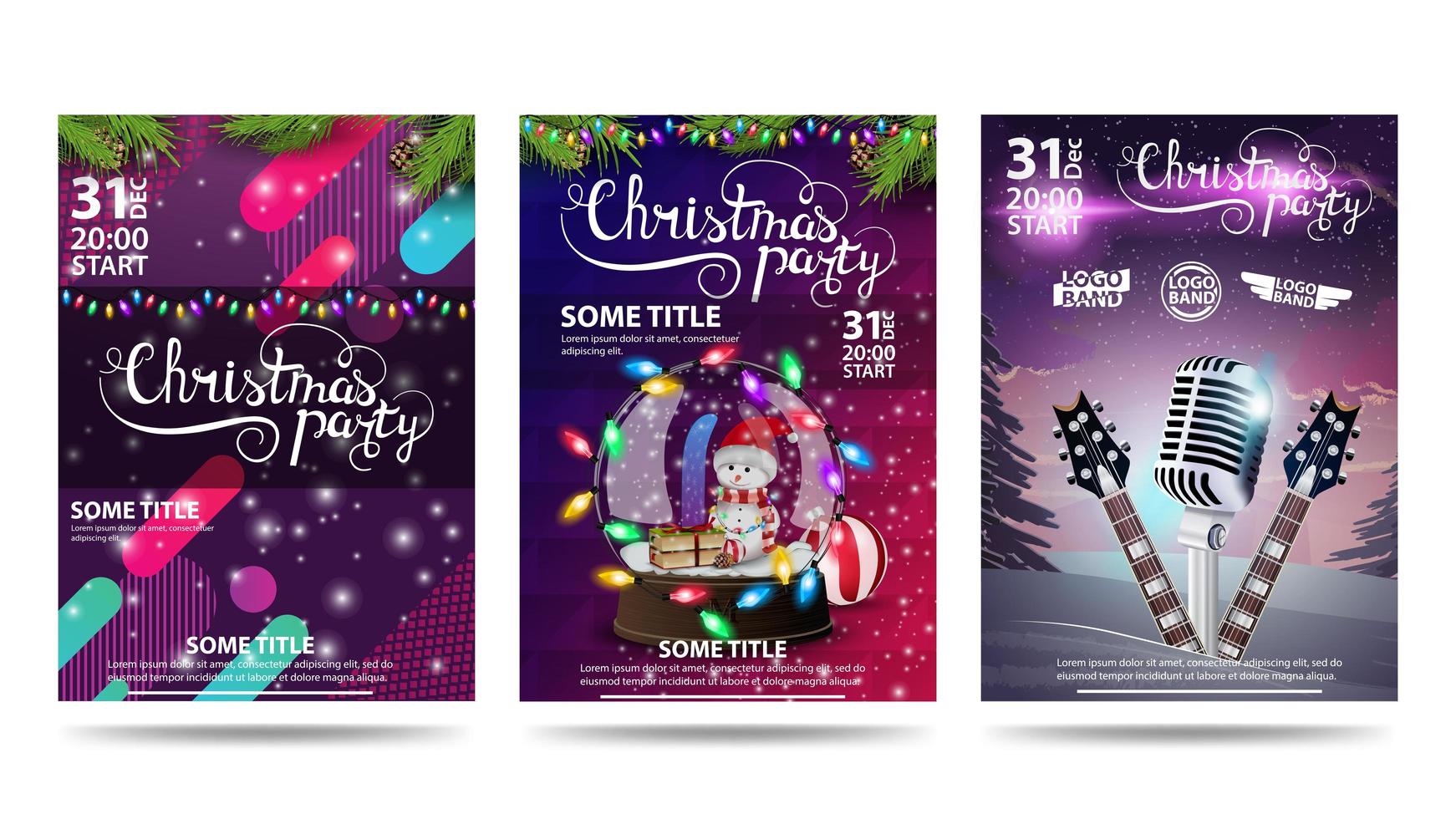 Weihnachtsfeier, Sammlung von Weihnachtsfeierplakaten mit stilvollem Design, Weihnachts- und Partyelementen vektor