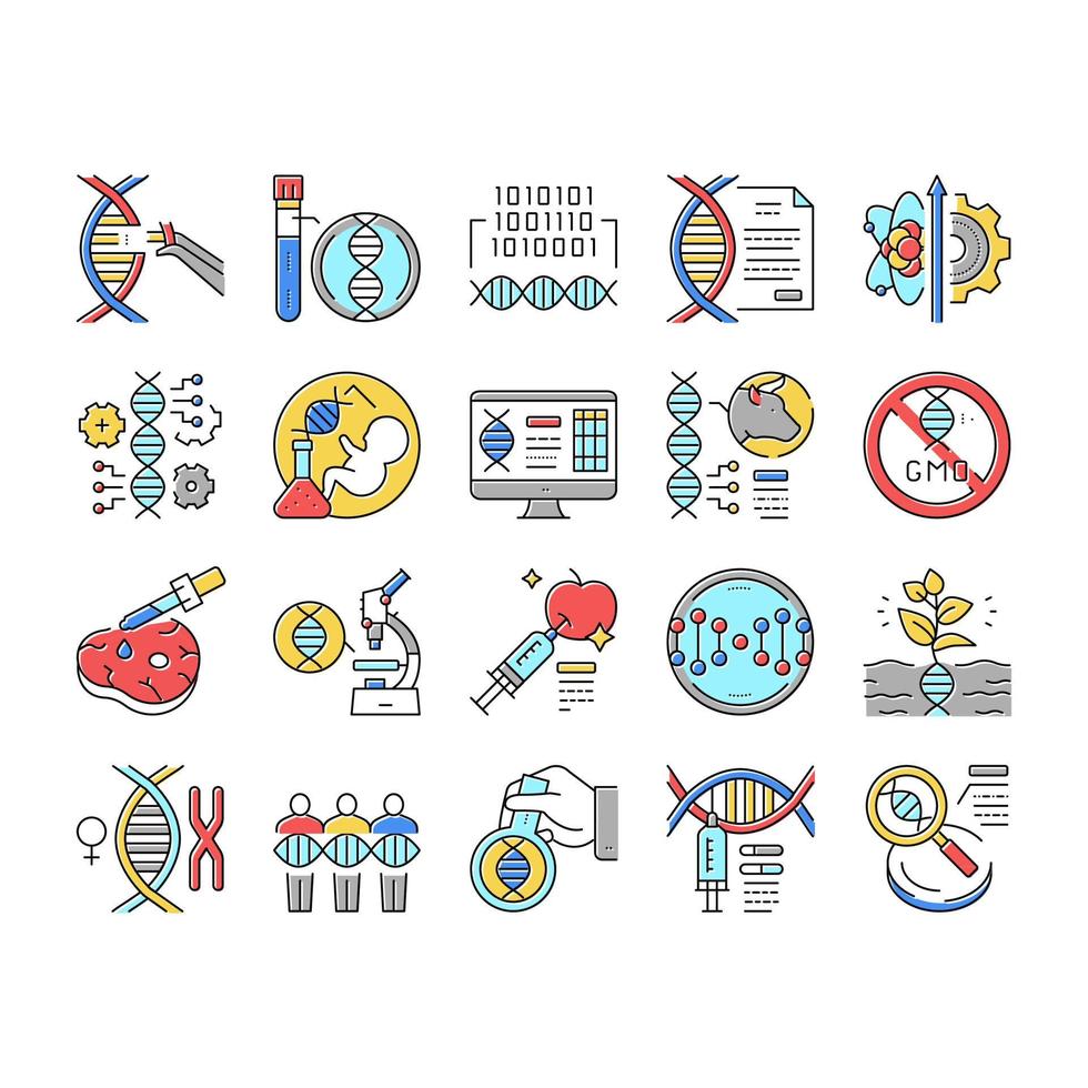 Gentechnik-Sammlungssymbole setzen Vektorillustration vektor