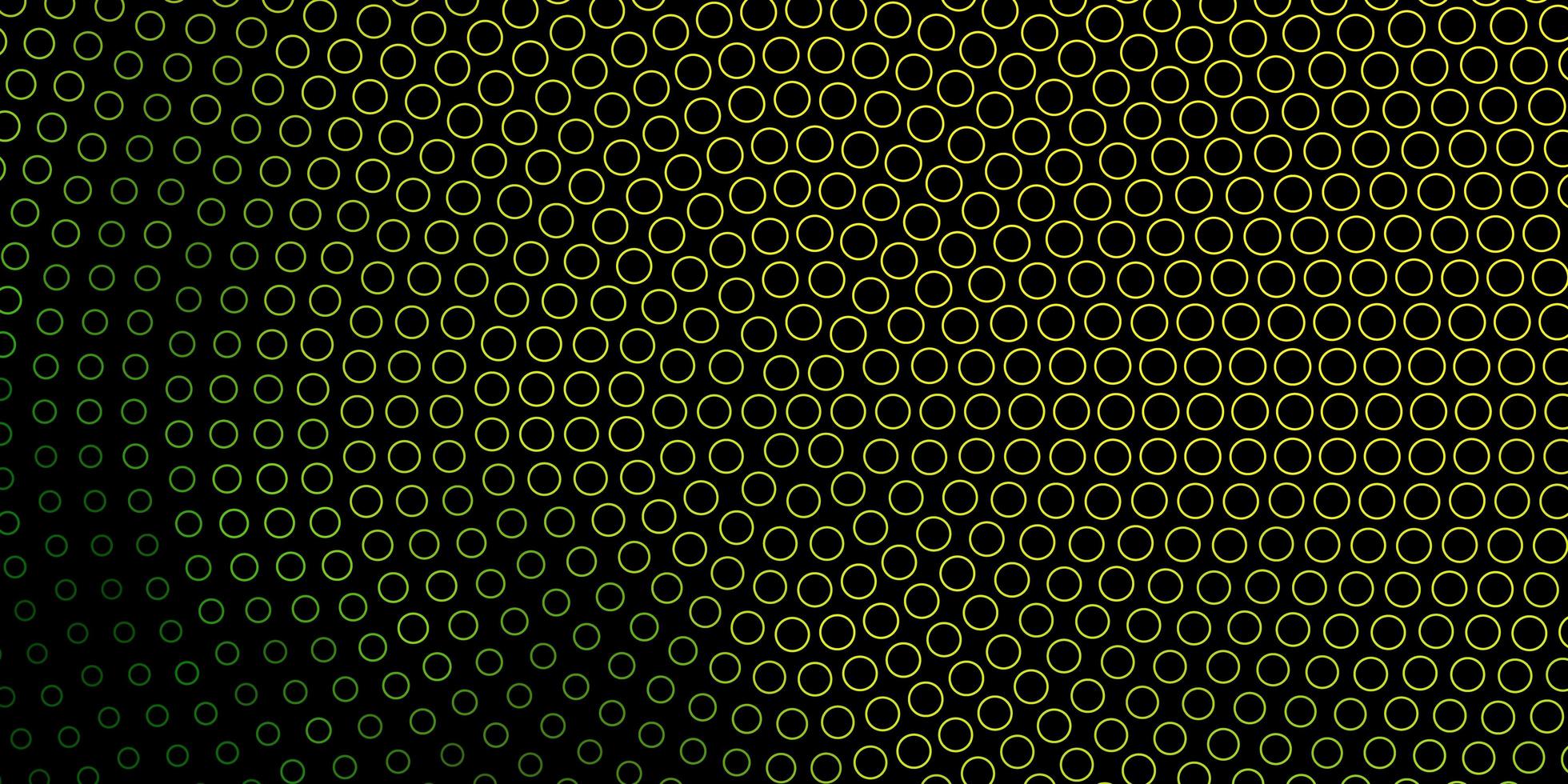 mörkgrönt, gult vektormönster med cirklar. vektor