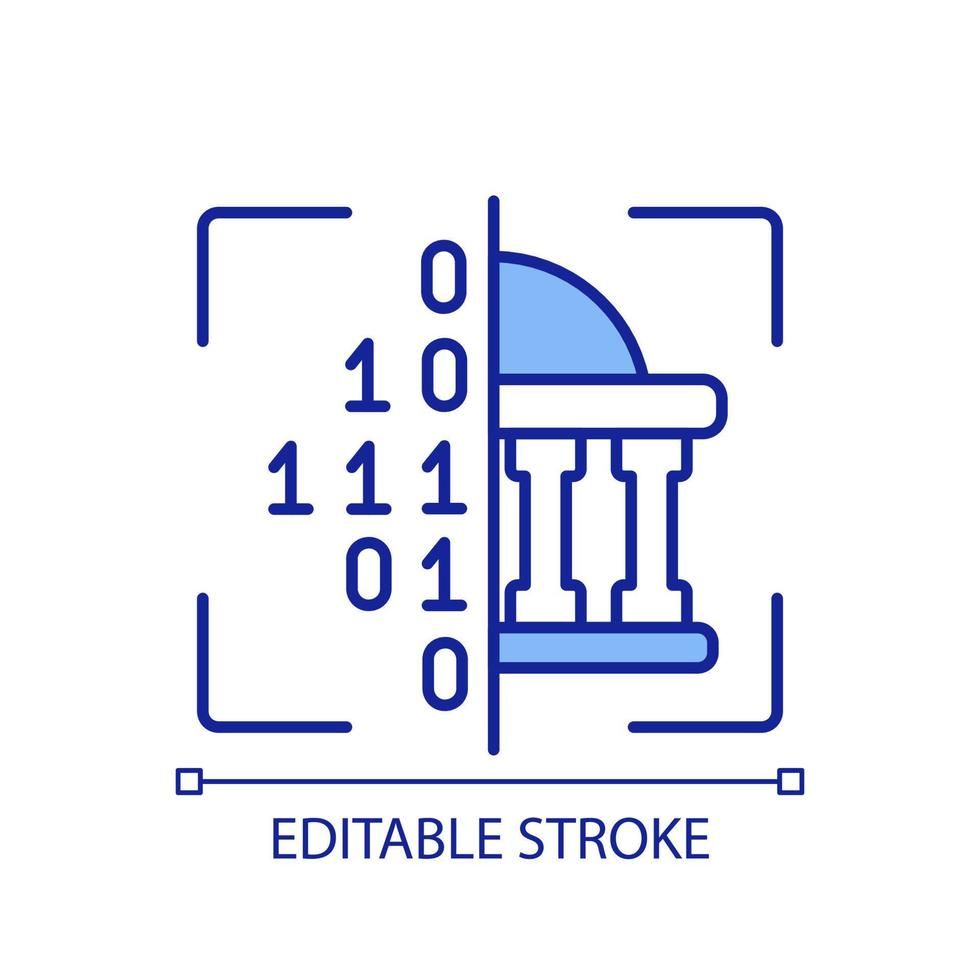 RGB-Farbsymbol für die Digitalisierung der Regierung. offizielle Informationskonvertierung. Datentransformation in digitale Form. isolierte Vektorillustration. einfache gefüllte Strichzeichnung. editierbarer Strich vektor