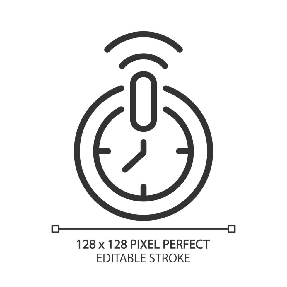 automatisk Stäng av timer pixel perfekt linjär ikon. nedräkning Hem apparat. enheter kontrollera. internet av saker. tunn linje illustration. kontur symbol. vektor översikt teckning. redigerbar stroke