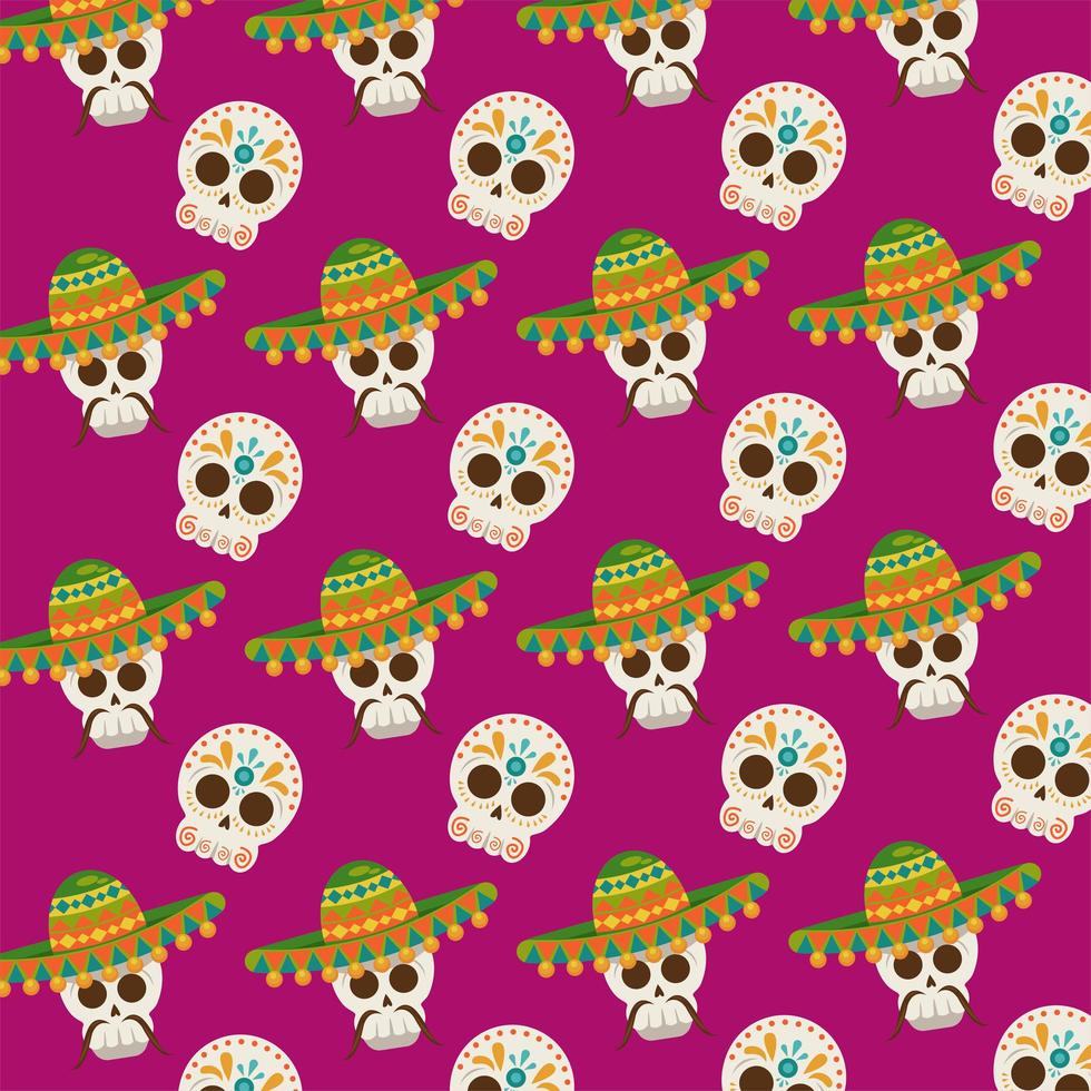 Dia de los Muertos Poster mit Mariachi Schädel Muster vektor