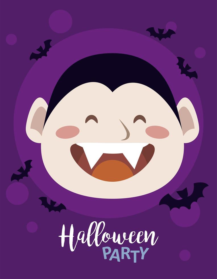 Happy Halloween Party mit Dracula Count und Fledermäusen fliegen vektor