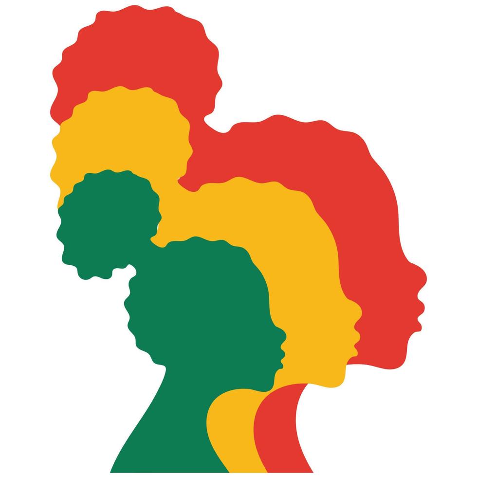 Vektor afrikanische, amerikanische Frau mit lockigem Haar. hand zeichnen afro weibliche frisur silhouette.schwarzer geschichte monat. afroamerikanische geschichte.