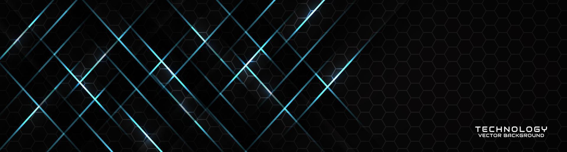 3d svart techno abstrakt bakgrund överlappning lager på mörk Plats med blå ljus linje effekt dekoration. modern grafisk design element Skära ut stil begrepp för baner, flygblad, kort, eller broschyr omslag vektor