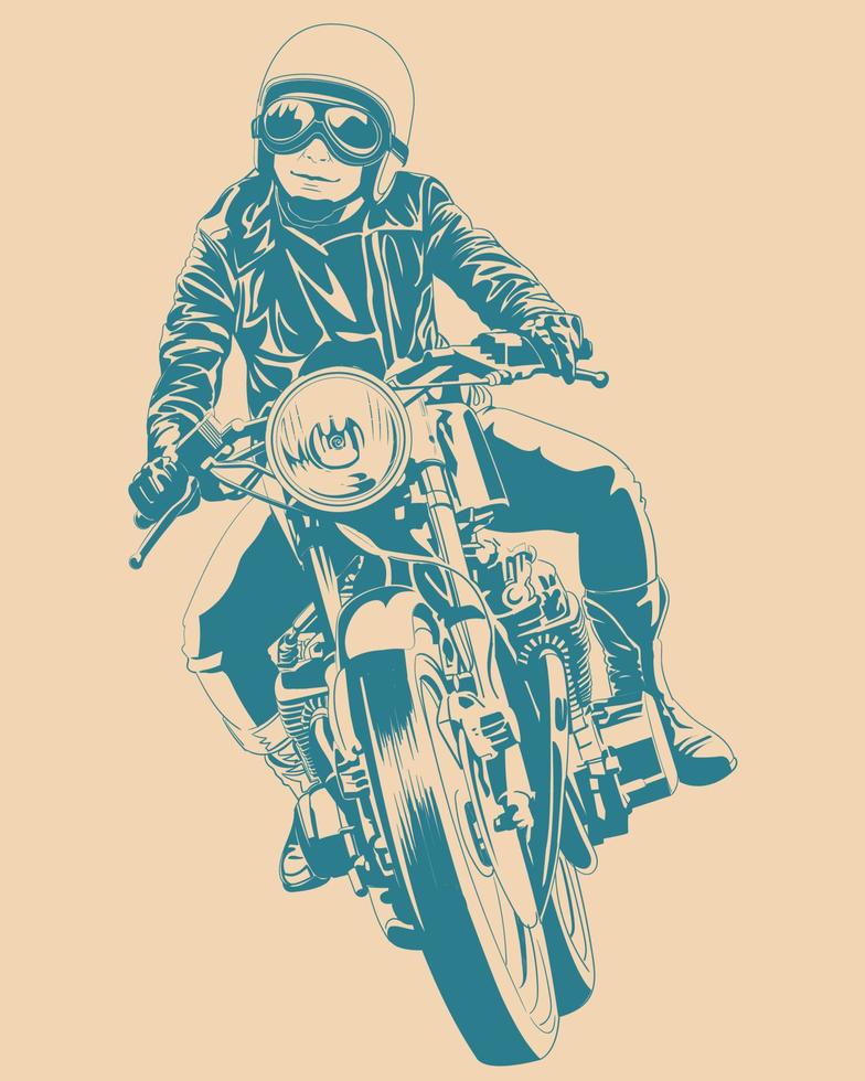 rida en Kafé racer motorcykel illustration vektor