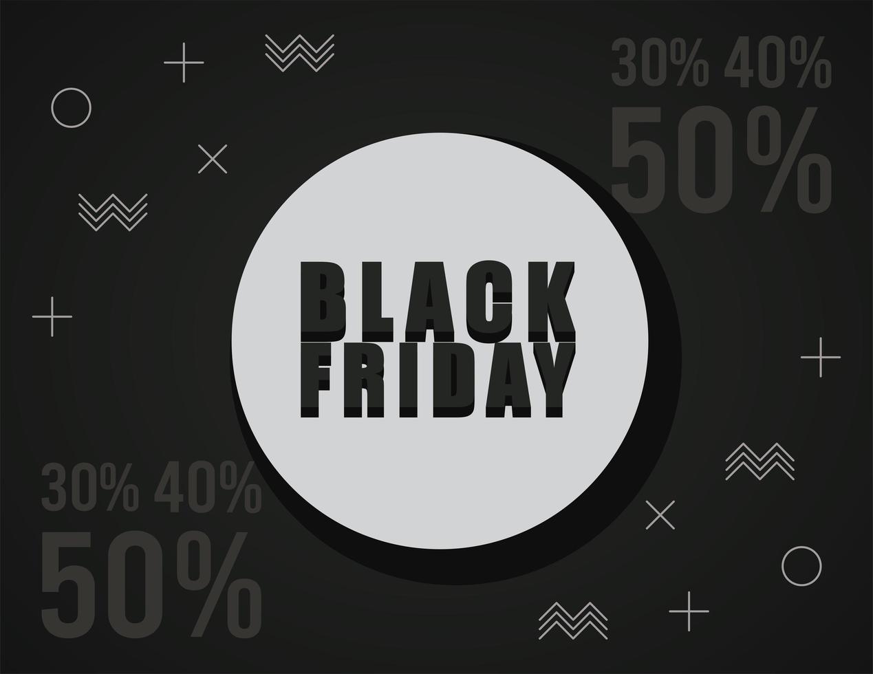schwarzer Freitag-Verkaufsbanner mit Beschriftung im kreisförmigen Rahmen vektor