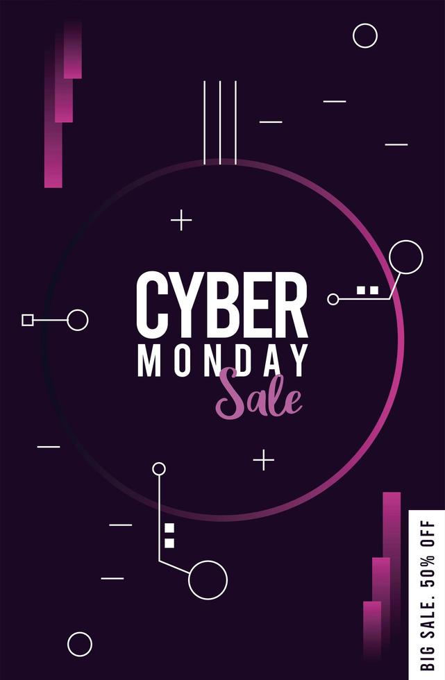 cyber måndag försäljning affisch med cirkulär ram vektor