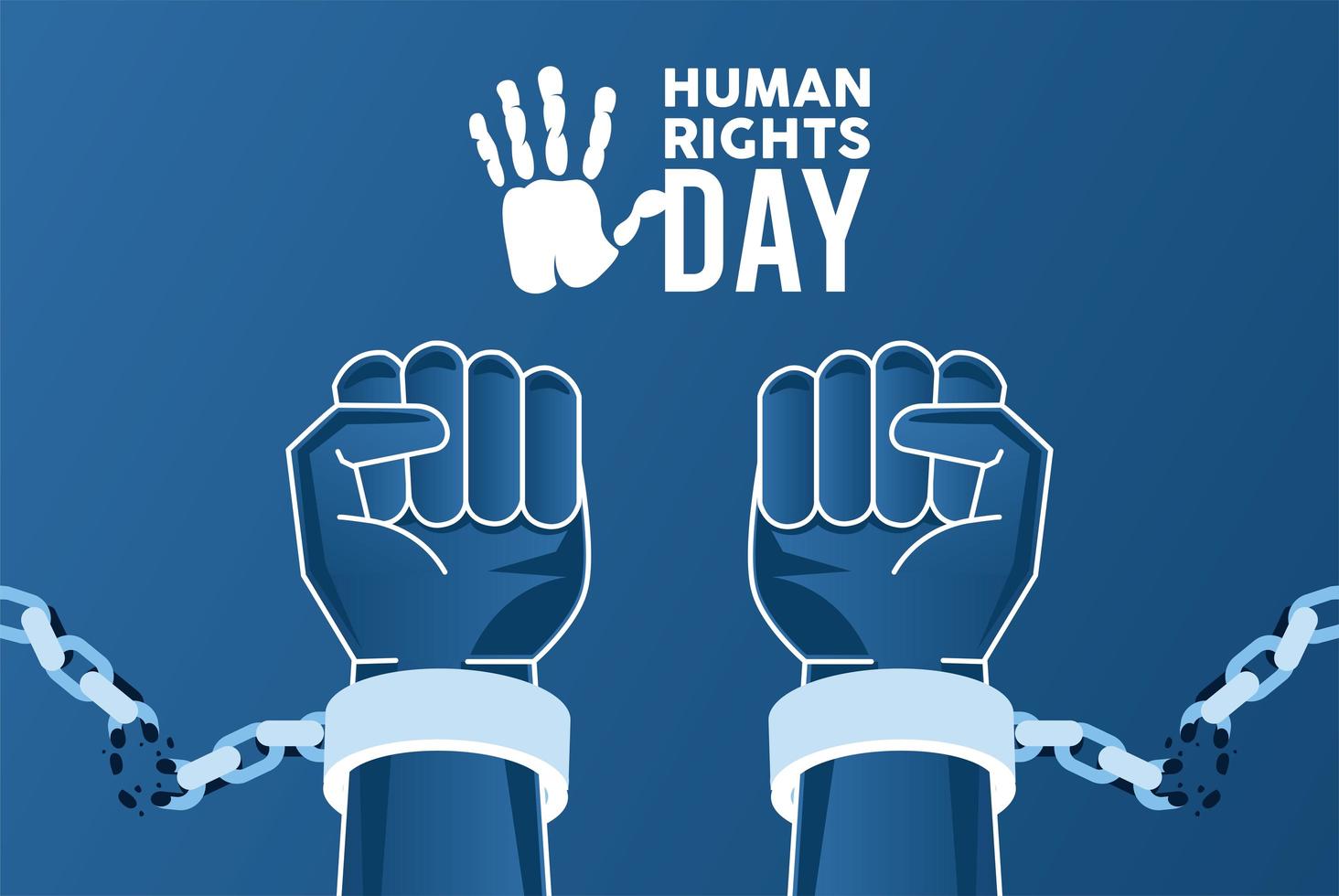Menschenrechtsplakat mit Händen, die Handschellen brechen vektor
