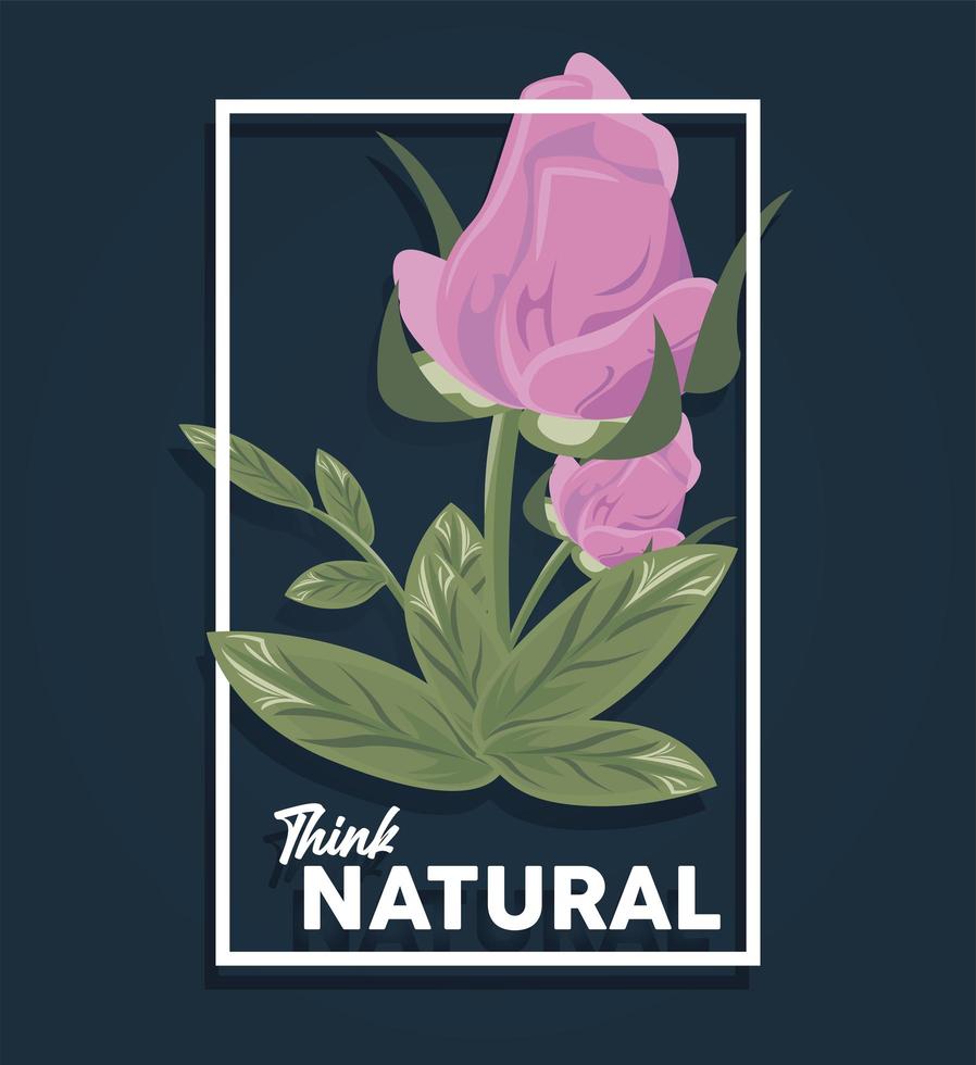 blommig rektangel ram affisch med tänk naturligt citat vektor