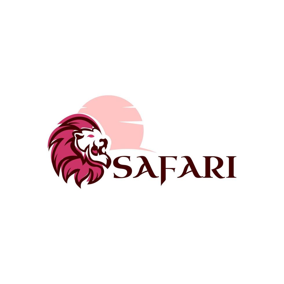 Moderne Safari-Reise-Löwe-Logo-Design-Vorlage vektor