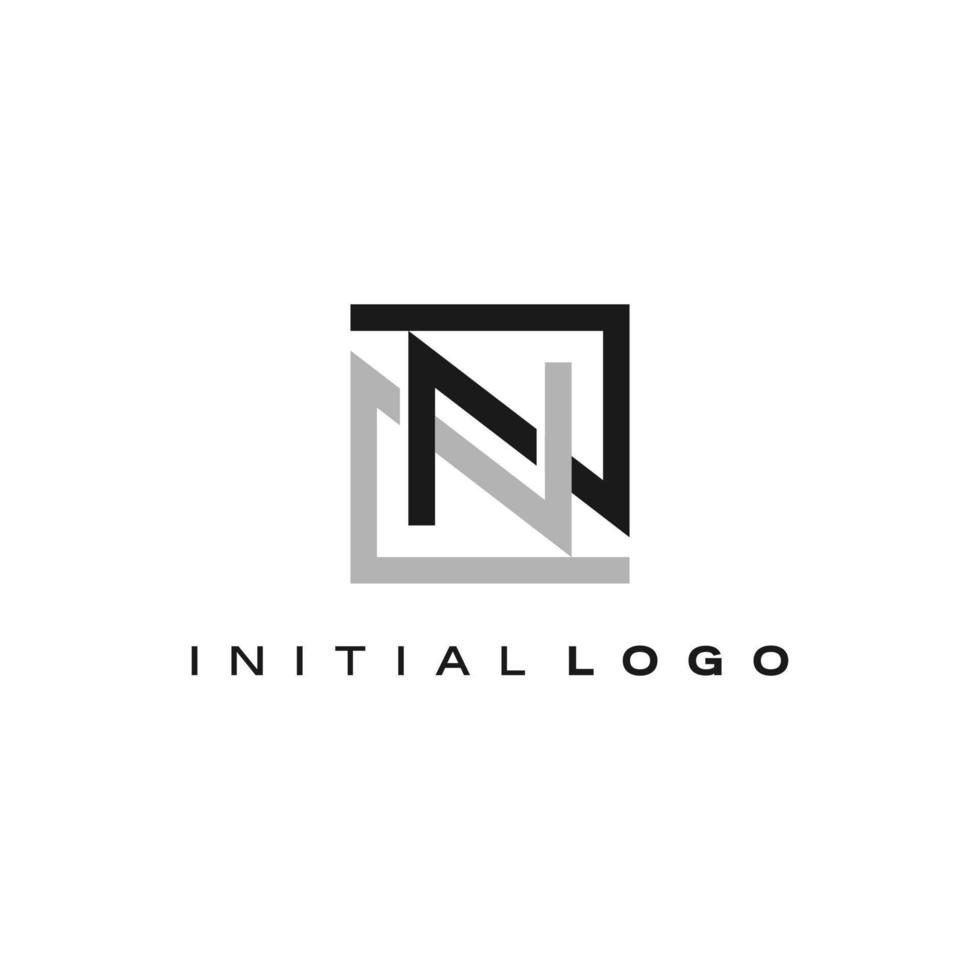 enkel fyrkant första logotyp design mall från dubbel- n brev vektor