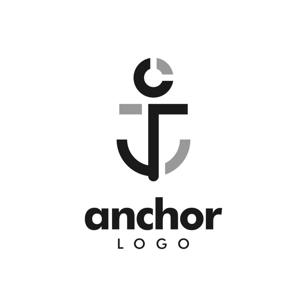 einfache moderne abstrakte Anker-Logo-Design-Vorlage vektor