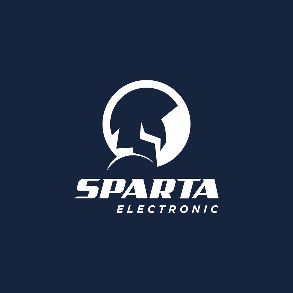 enkel modern sparta krigare ansikte logotyp design mall med åska öga vektor