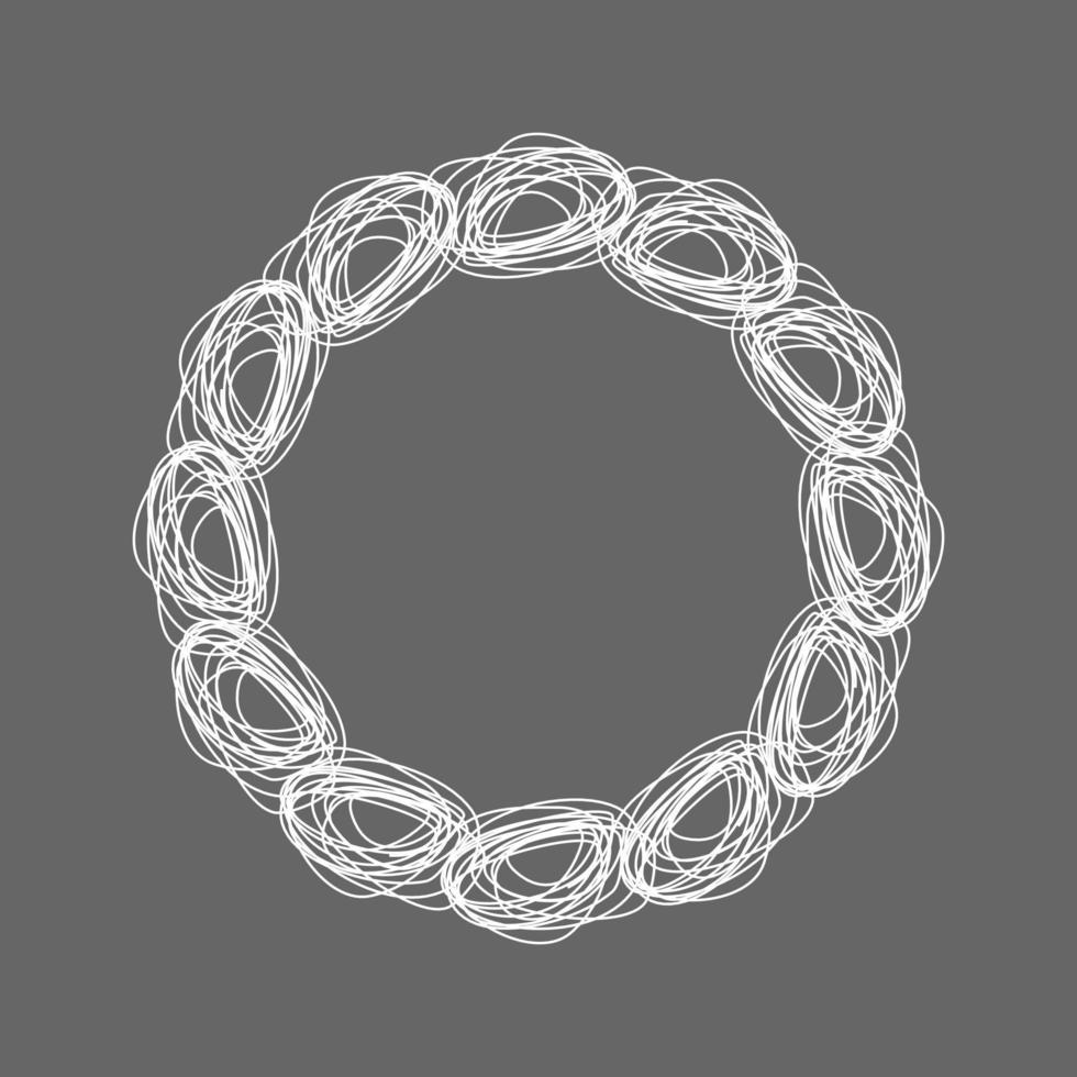 cirklar skiss runda ram. gräns handstil runda. cirkel mönster. vektor
