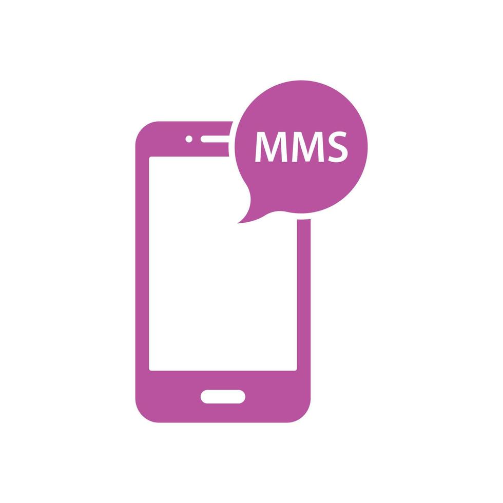 eps10 rosa vektor smartphone mms abstrakt ikon eller logotyp isolerat på vit bakgrund. mobil mms symbol i en enkel platt trendig modern stil för din hemsida design, och mobil app