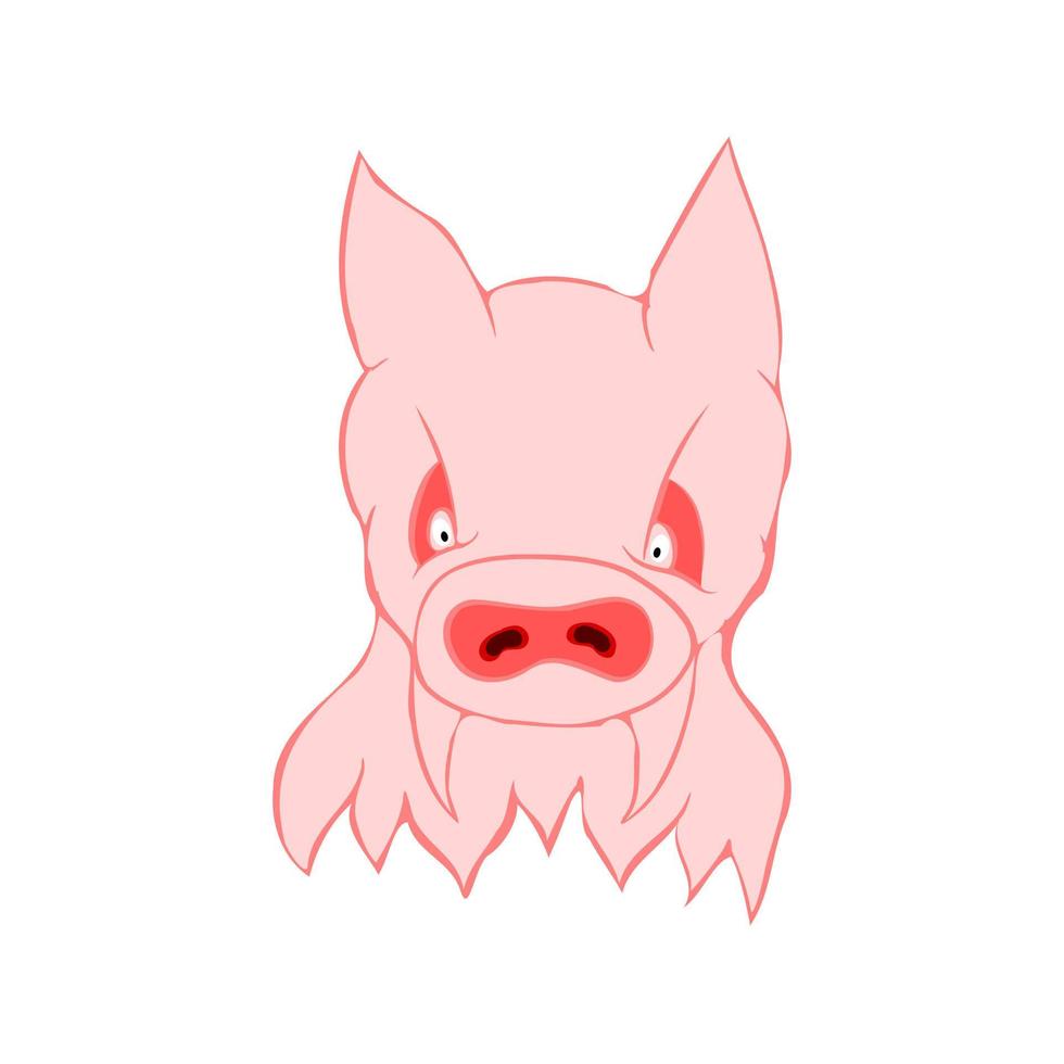 Wütender Schweinecharakter auf dem weißen Hintergrund vektor