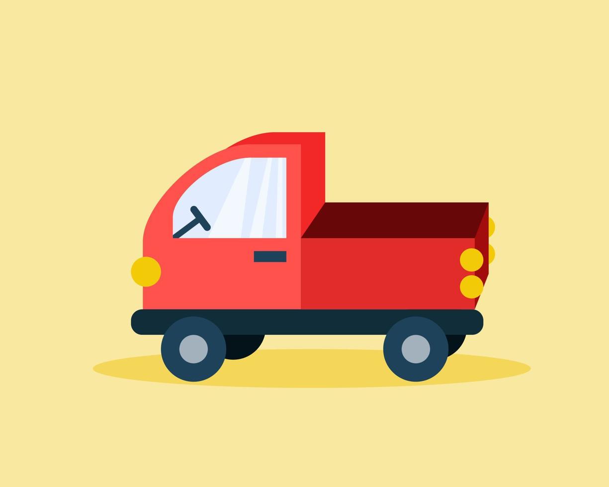 röd lastbil fordon i tecknad serie platt stil vektor illustration