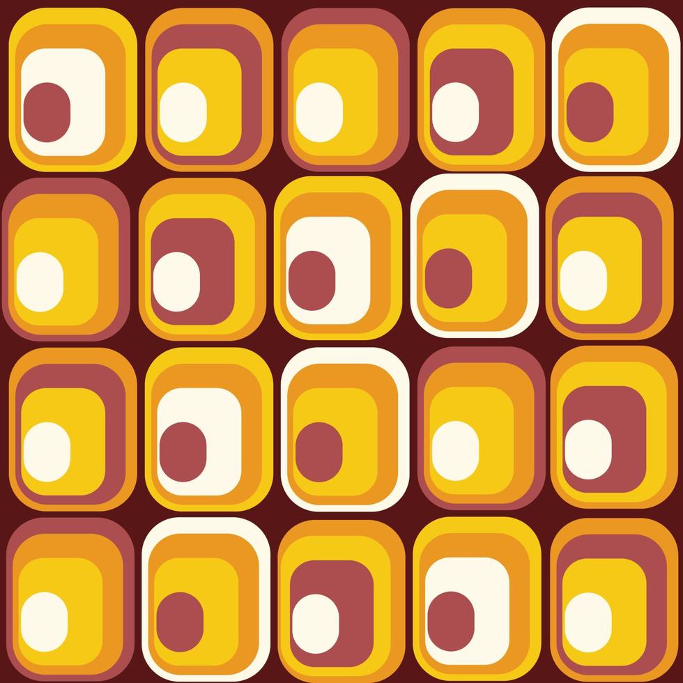 Vektornahtloses Muster mit rechteckigen gelben Kacheln auf dunkelrot. fetziger Retro-Stil. Tapete, Hintergrund, Papier- oder Textildruck vektor