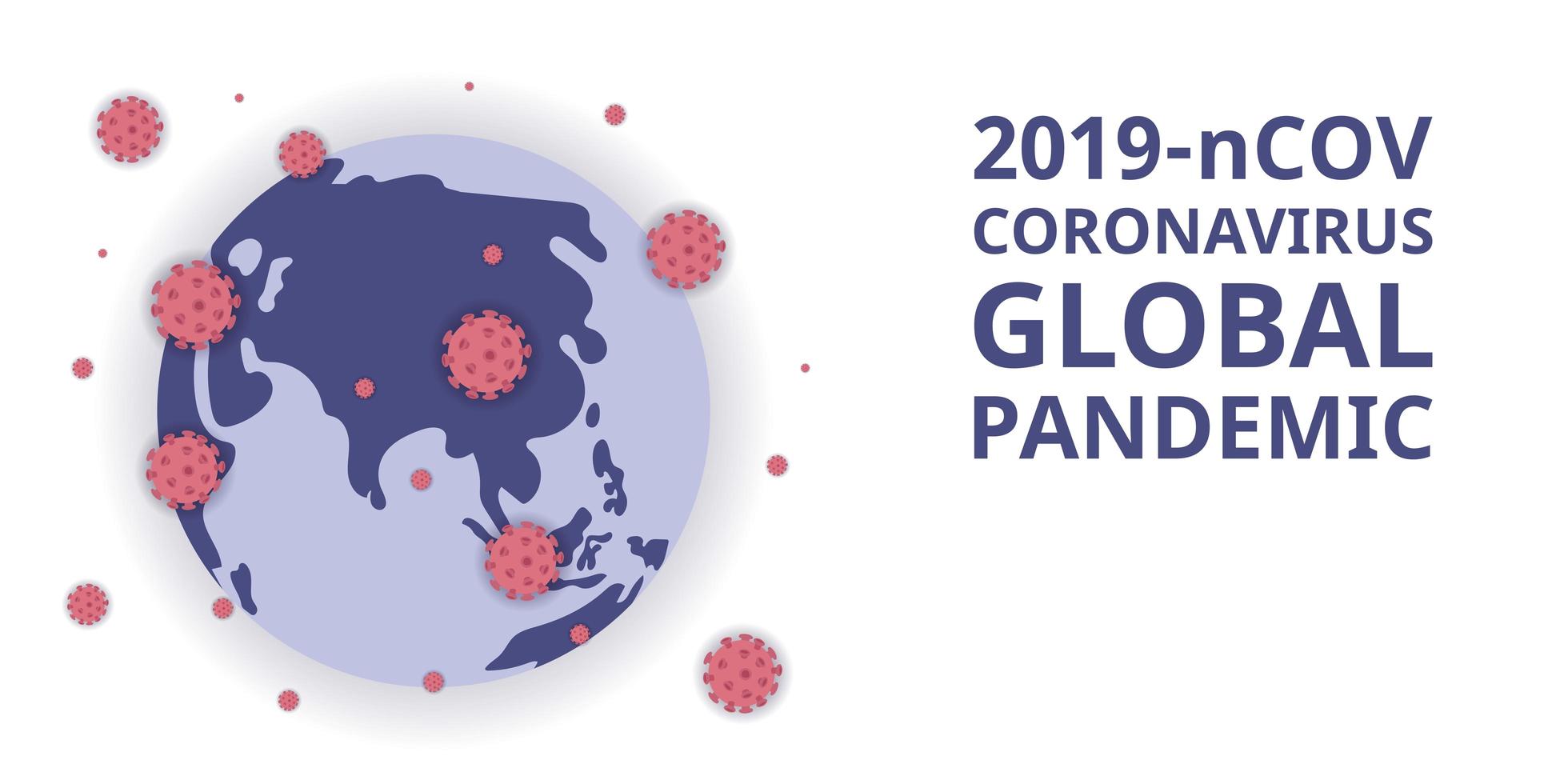 2019-ncov coronavirus global pandemi. virusattack och spridning runt om i världen. banderoll och affisch av katastrof, koronavirusutbrott. vektor