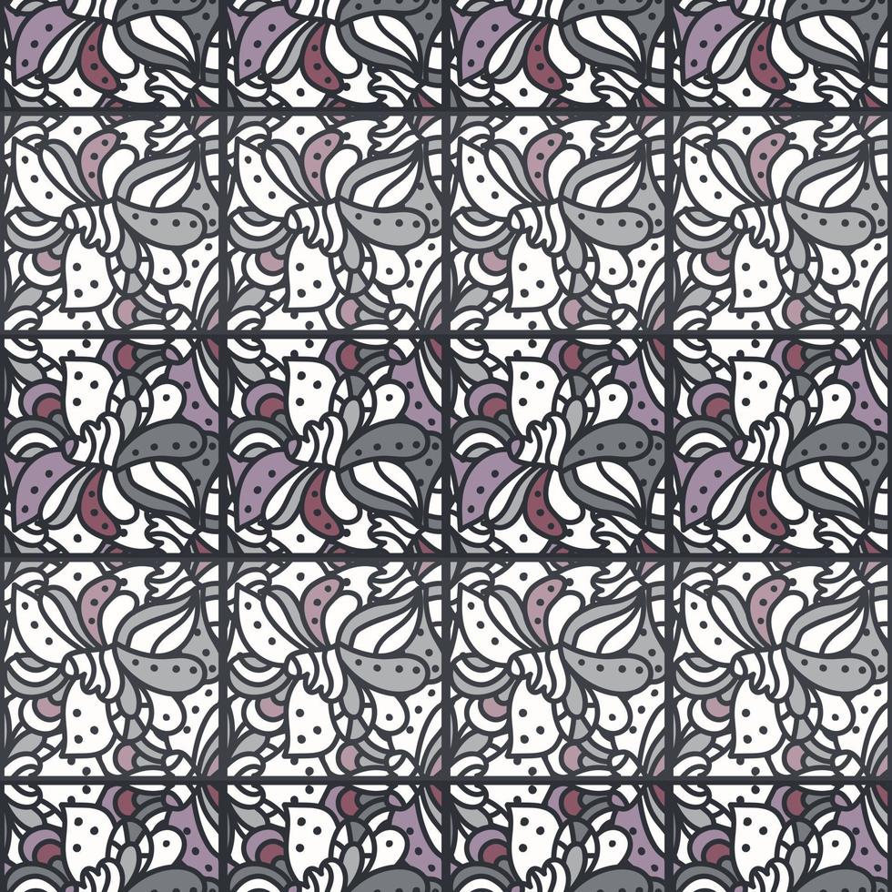 Freihand-Mandala nahtlose Mosaikverzierung. abstraktes nahtloses muster mit blumen- und pflanzenelement. vektor