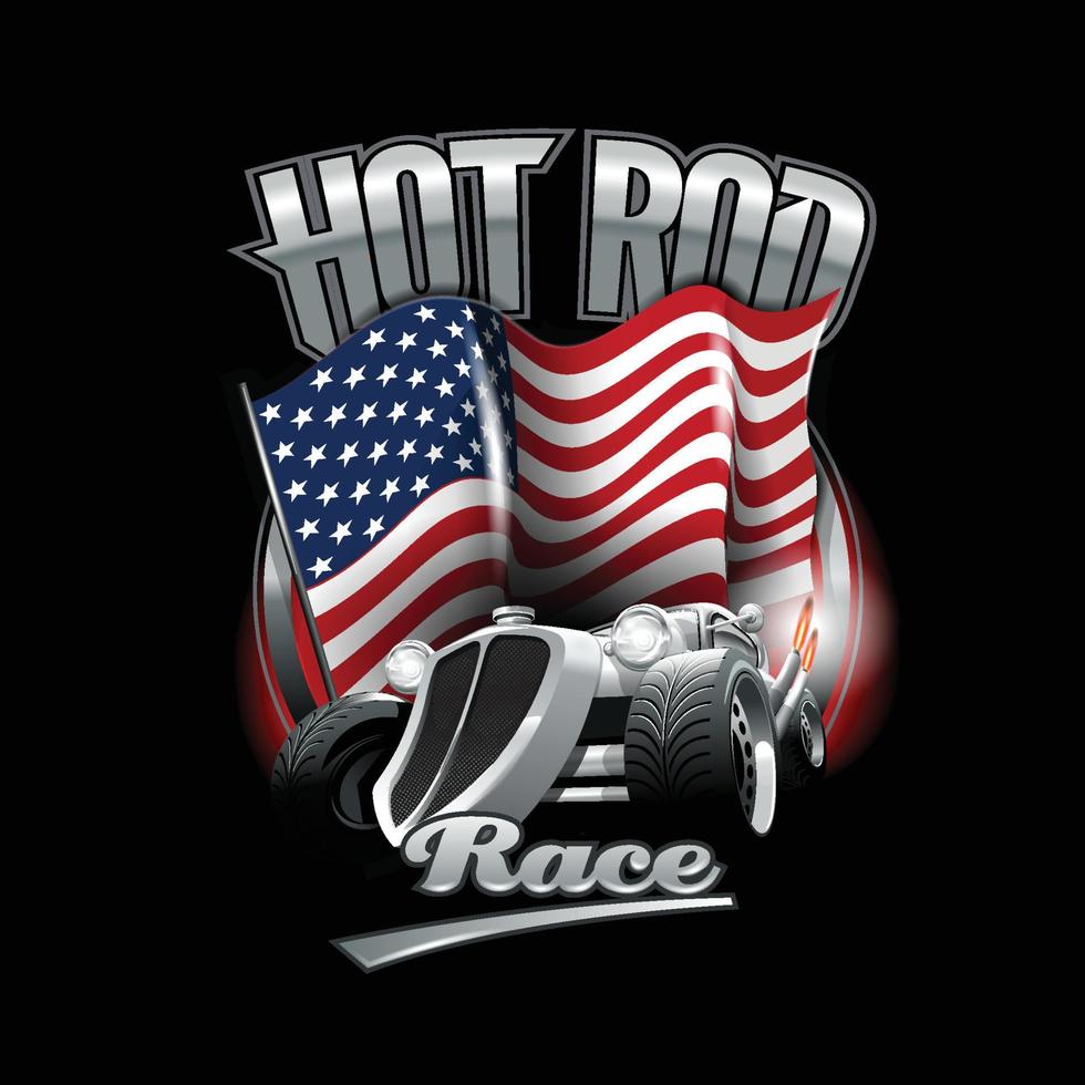 Vintage Hot Rod Logo zum Bedrucken von T-Shirts oder Postern. Vektor-Illustration. vektor