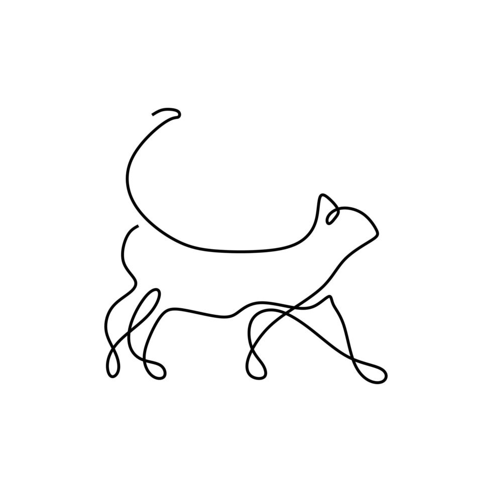 katt en linje ritning, vektor illustration minimalism stil.