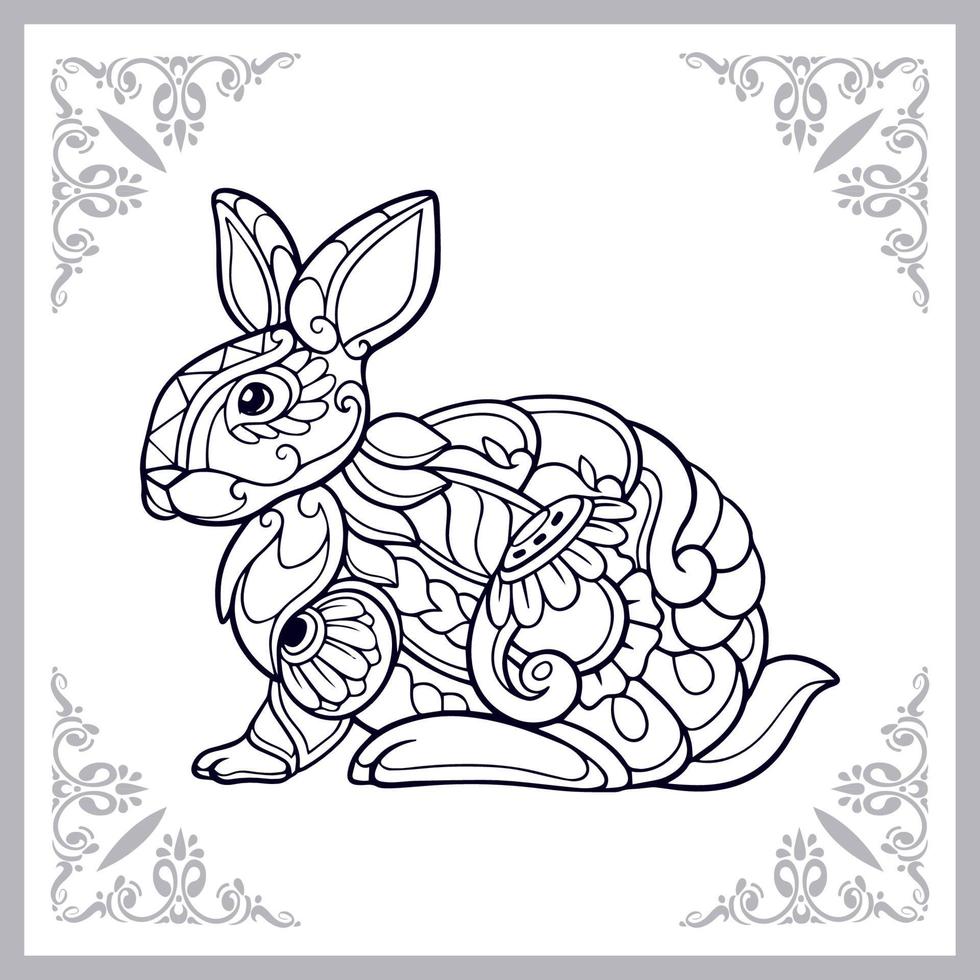Ostern-Kaninchen-Mandala-Kunst isoliert auf weißem Hintergrund vektor