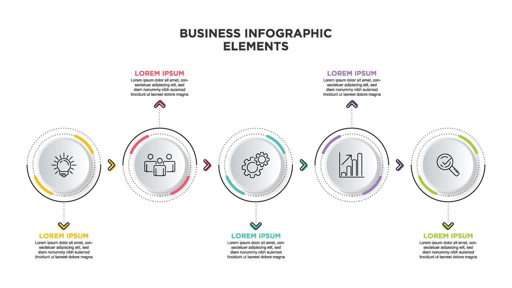 infographics för företag begrepp med ikoner och 5 alternativ eller steg. för innehåll, diagram, flödesschema, steg, delar, tidslinje infografik, arbetsflöde, Diagram. vektor