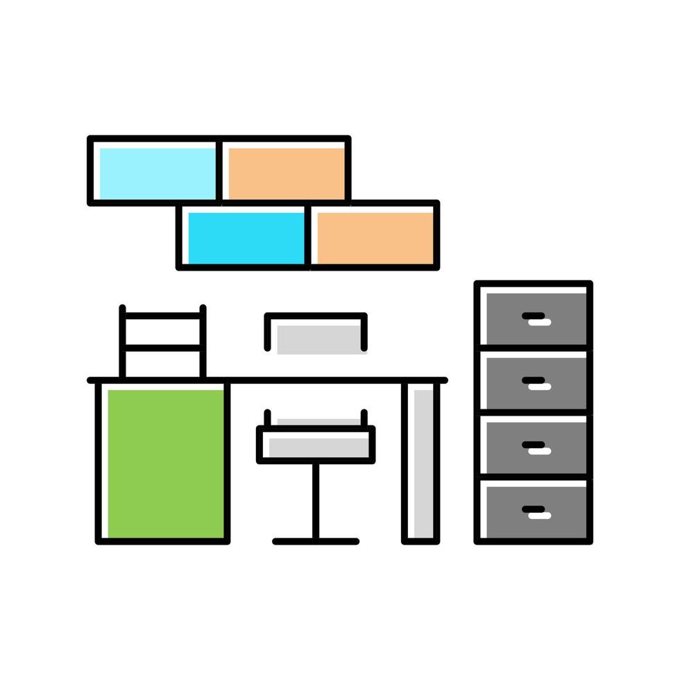 kontorsmöbler färg ikon vektorillustration vektor