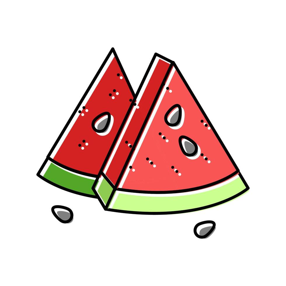 sommar saftig grön röd vattenmelon Färg ikon vektor illustration
