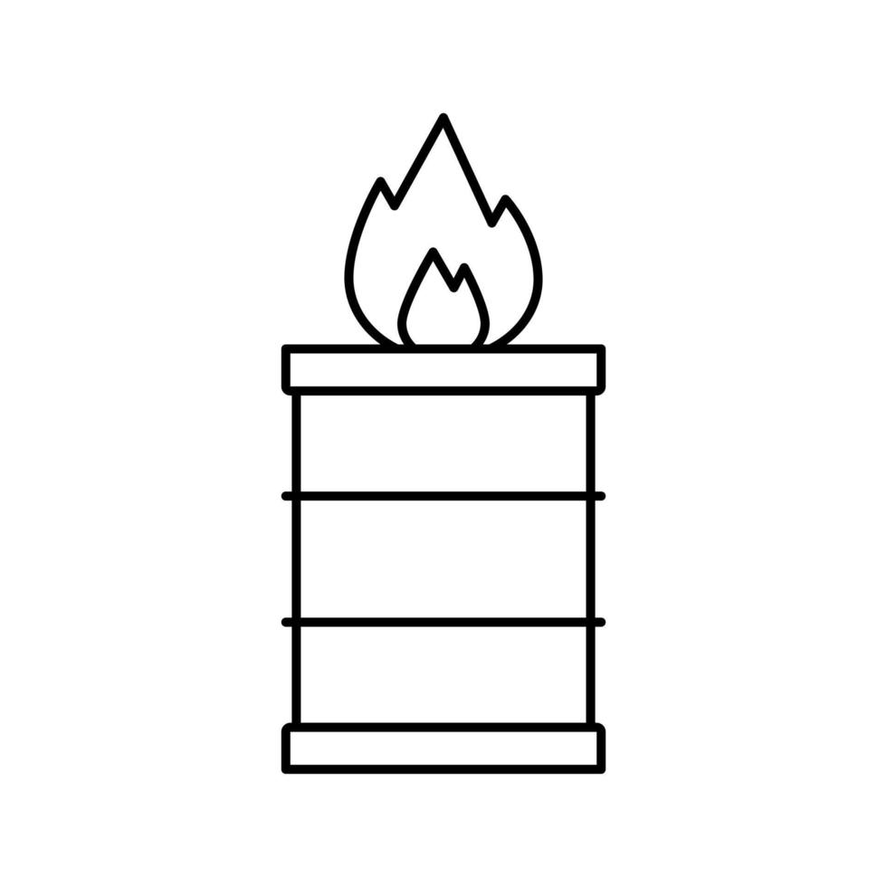 brennendes Feuer in Fasslinie Symbol Vektor Illustration