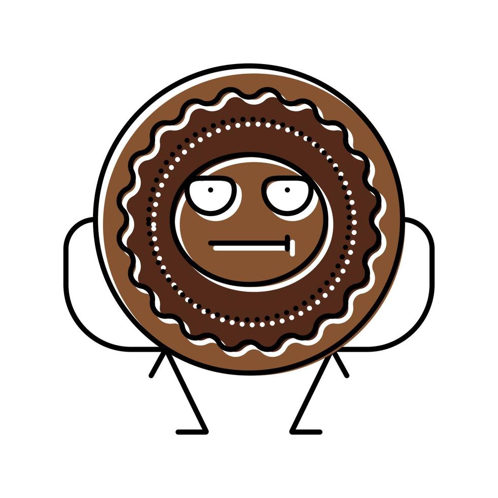 Cookie Dessert Charakter Farbe Symbol Vektor Illustration