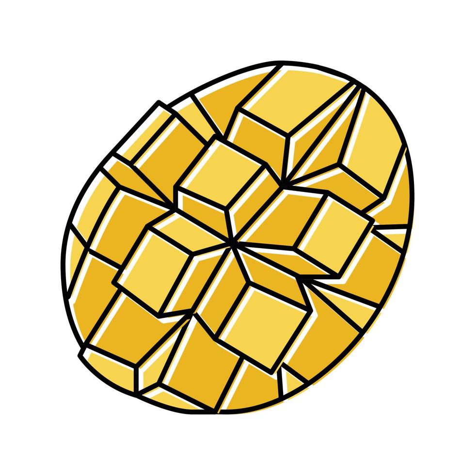 Slice Mango Würfel Farbe Symbol Vektor Illustration
