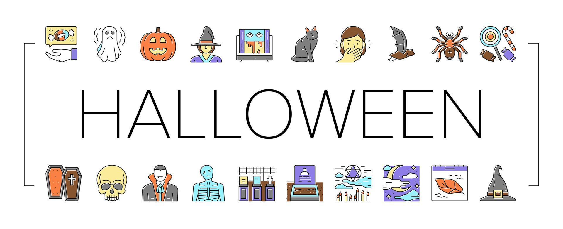halloween höstsäsong semester ikoner som vektor