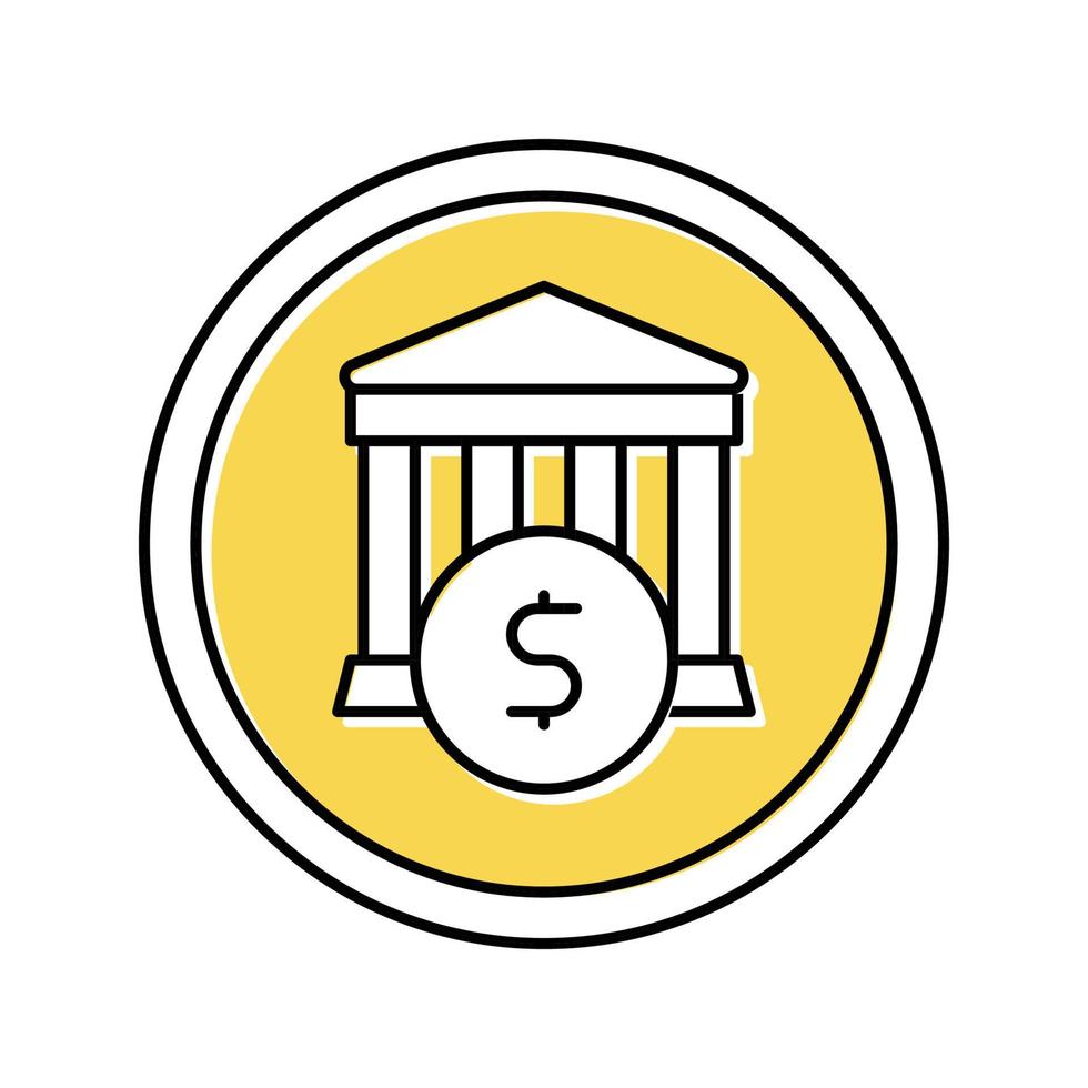 finansiell byggnad bank tecken färg ikon vektor illustration