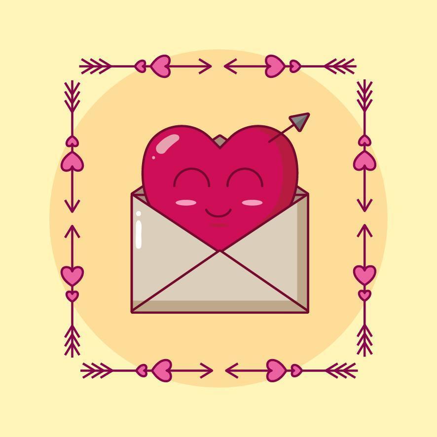 Valentinstag Design mit Herz Charakter in Umschlag vektor