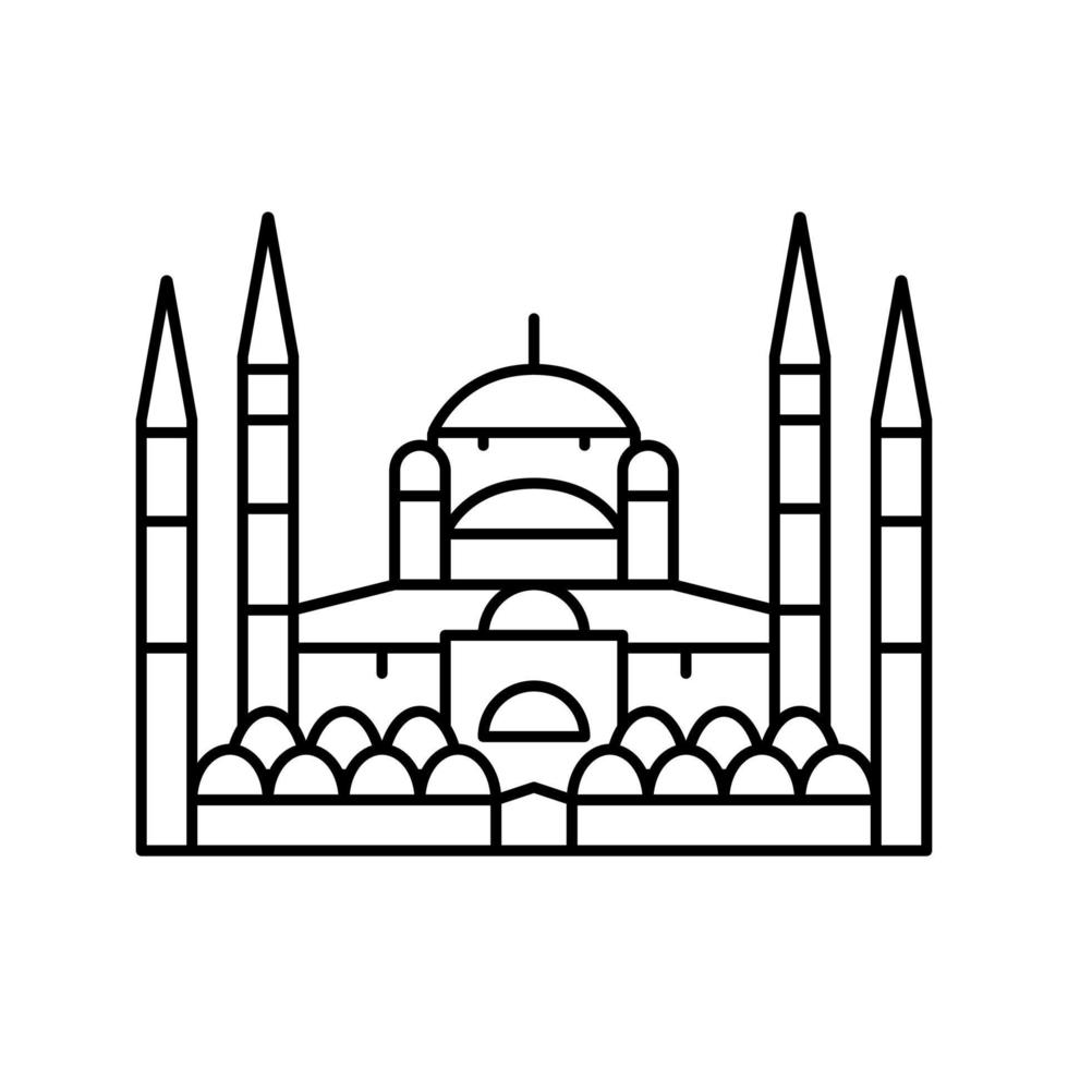 blaue Moschee Symbol Leitung Vektor Illustration